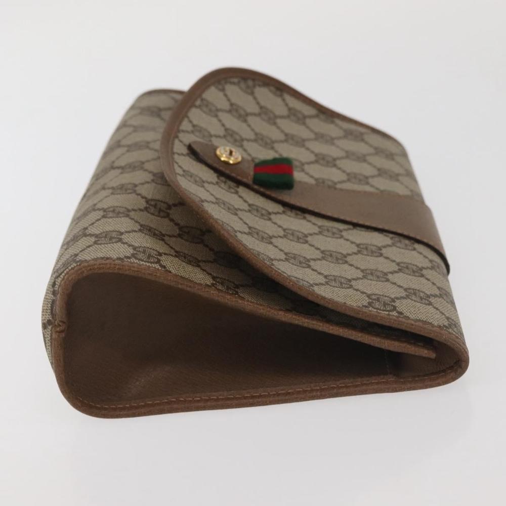 GUCCI GG Supreme Web Sherry Line Clutch Bag PVC Beige Red 89 01 030 Auth bs29490 - Picture 4 of 16
